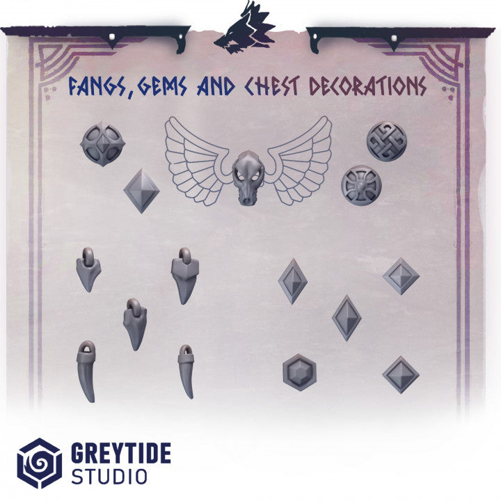 Primal Hounds Fangs Gems And Chest Decoration
