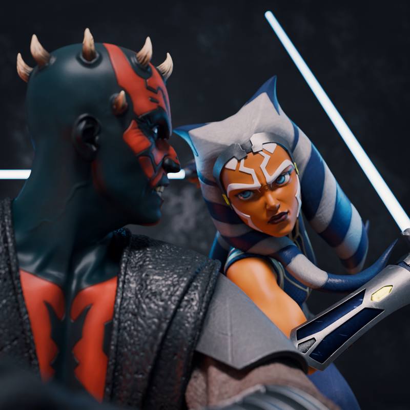 Ahsoka Tano vs Darth Maul Resin Diorama - view 1