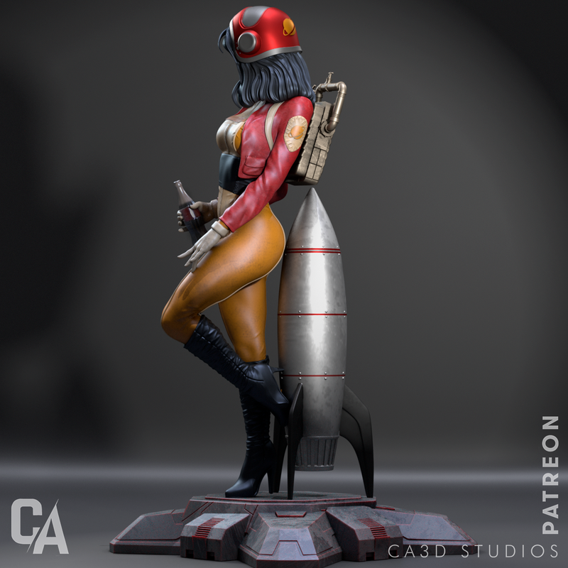 Retro Astronaut Resin Statue - view 2