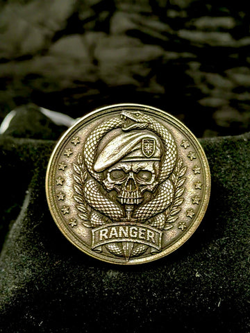 Ranger Skull Snake Coin 40mm Engraved Military Style Art Medallion