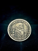 Remember Death Coin 40mm Engraved Skull Hourglass Memento Mori Medallion