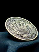 Royal Flush Poker Card Guard 40mm Brass Coin Weight Protector Engraved