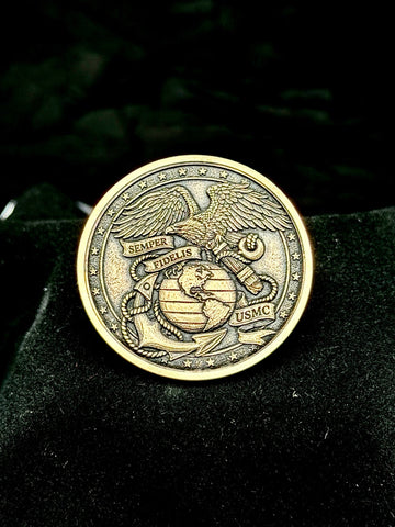 USMC Semper Fidelis Coin 40mm Engraved Eagle Globe Anchor Medallion
