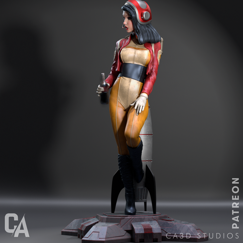 Retro Astronaut Resin Statue - view 5