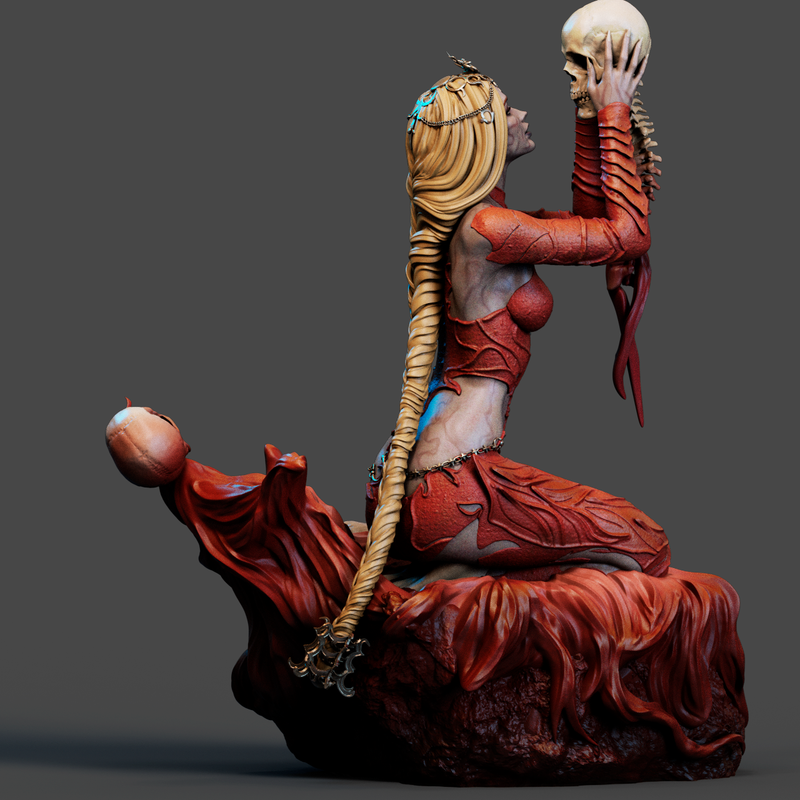 Orin the Red Resin Statue - view 4
