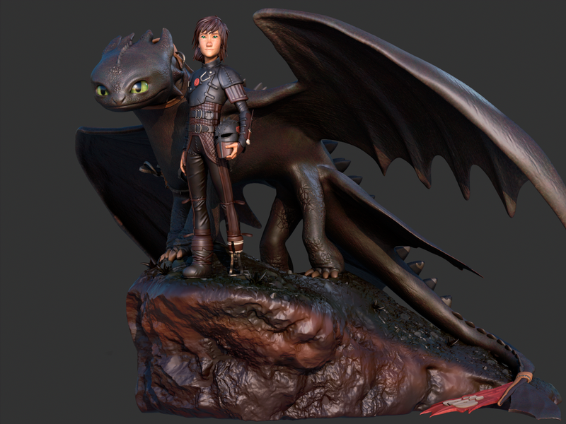 Toothless/Hiccup Resin Statue - view 5
