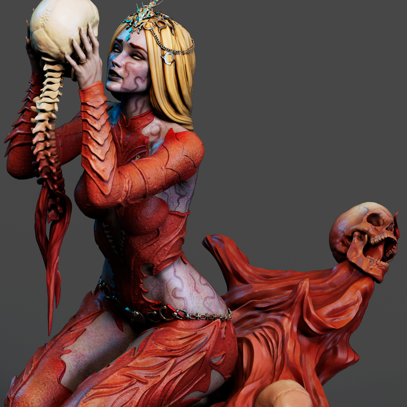 Orin the Red Resin Statue - view 2